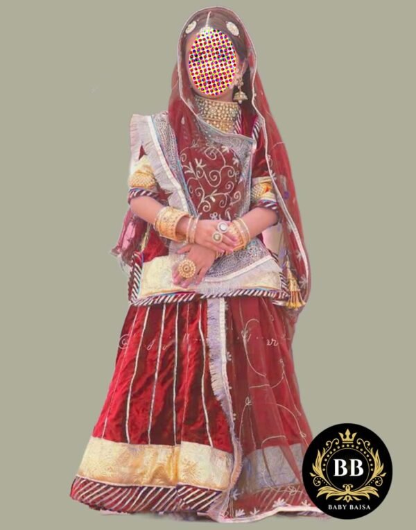Girls Rajputi Poshak in Red Color by Baby Baisa Girls Rajputi Poshak in Red Color by Baby Baisa