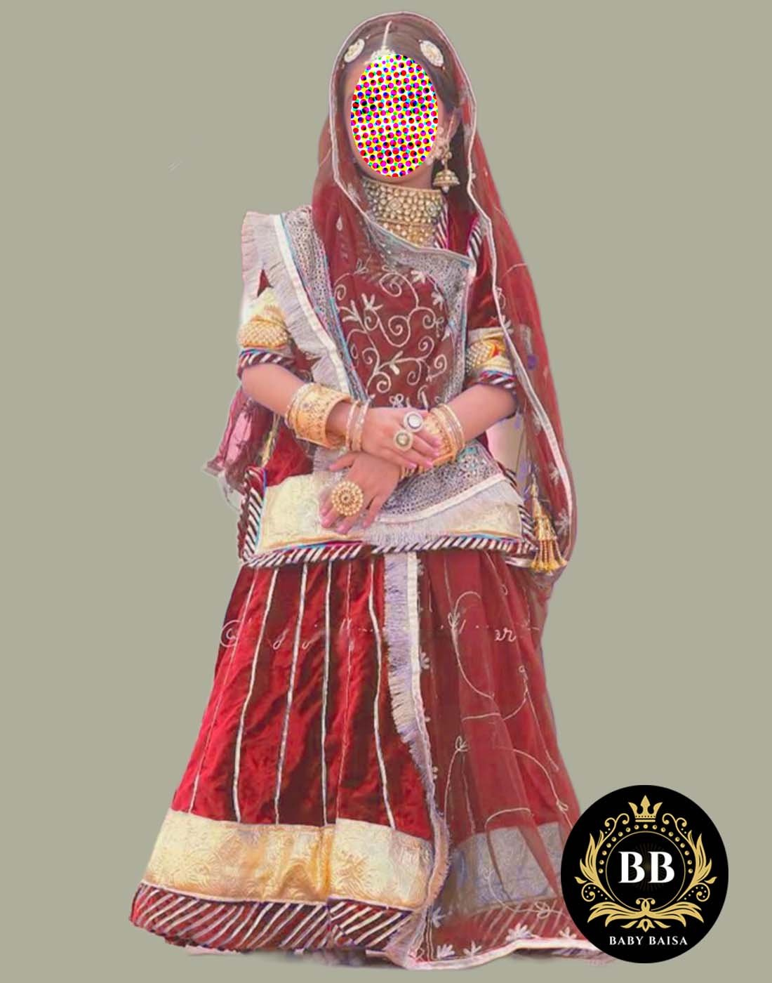 Girls Rajputi Poshak in Red Color by Baby Baisa