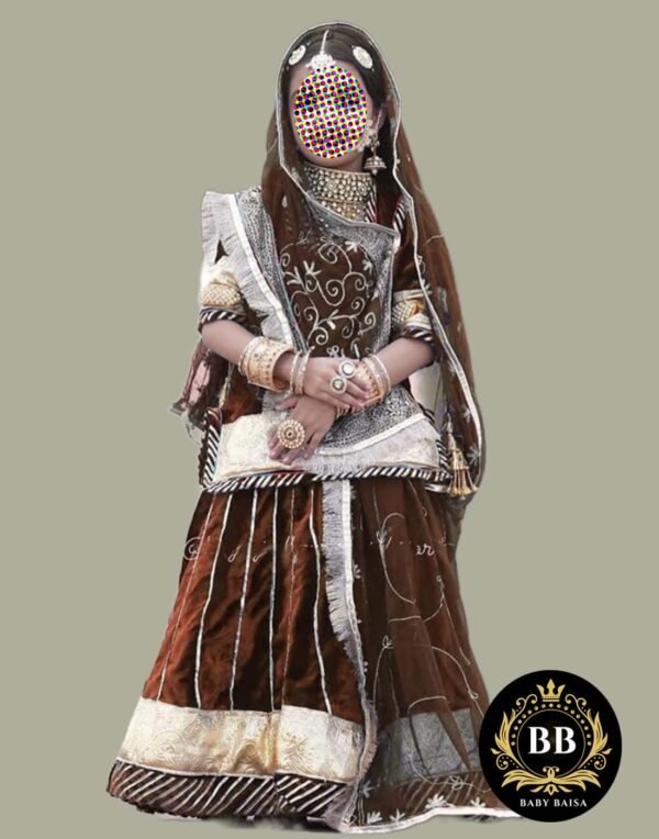 Girls Rajasthanii Poshak in Brown Color by Baby Baisa Girls Rajasthanii Poshak in Brown Color by Baby Baisa