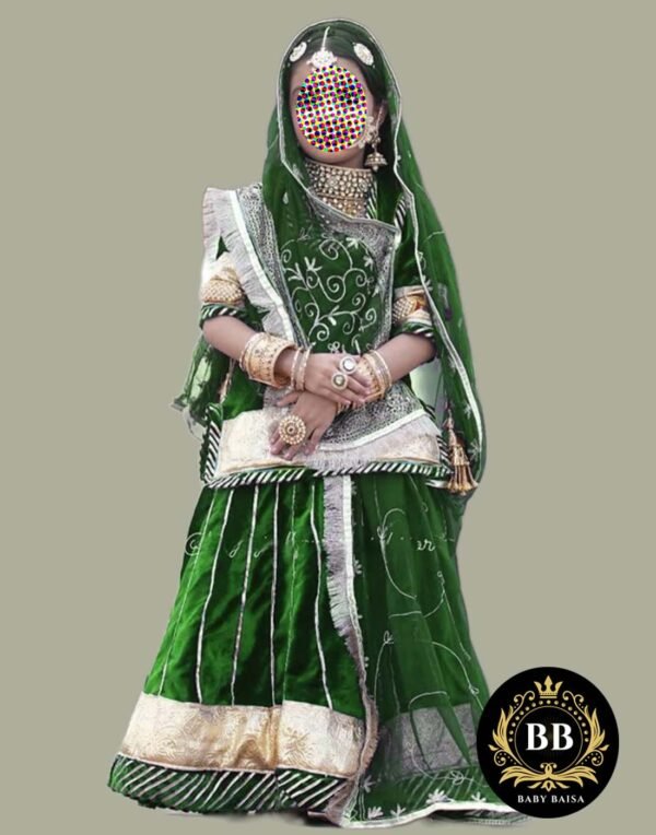 Girls Rajasthani Poshak in Green Color by Baby Baisa Girls Rajasthani Poshak in Green Color by Baby Baisa