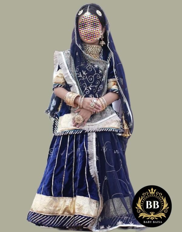 Girls Rajasthani Poshak in Blue Color by Baby Baisa Girls Rajasthani Poshak in Blue Color by Baby Baisa