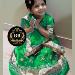 Small Girls Rajasthani Poshak in Green Color at Baby Baisa