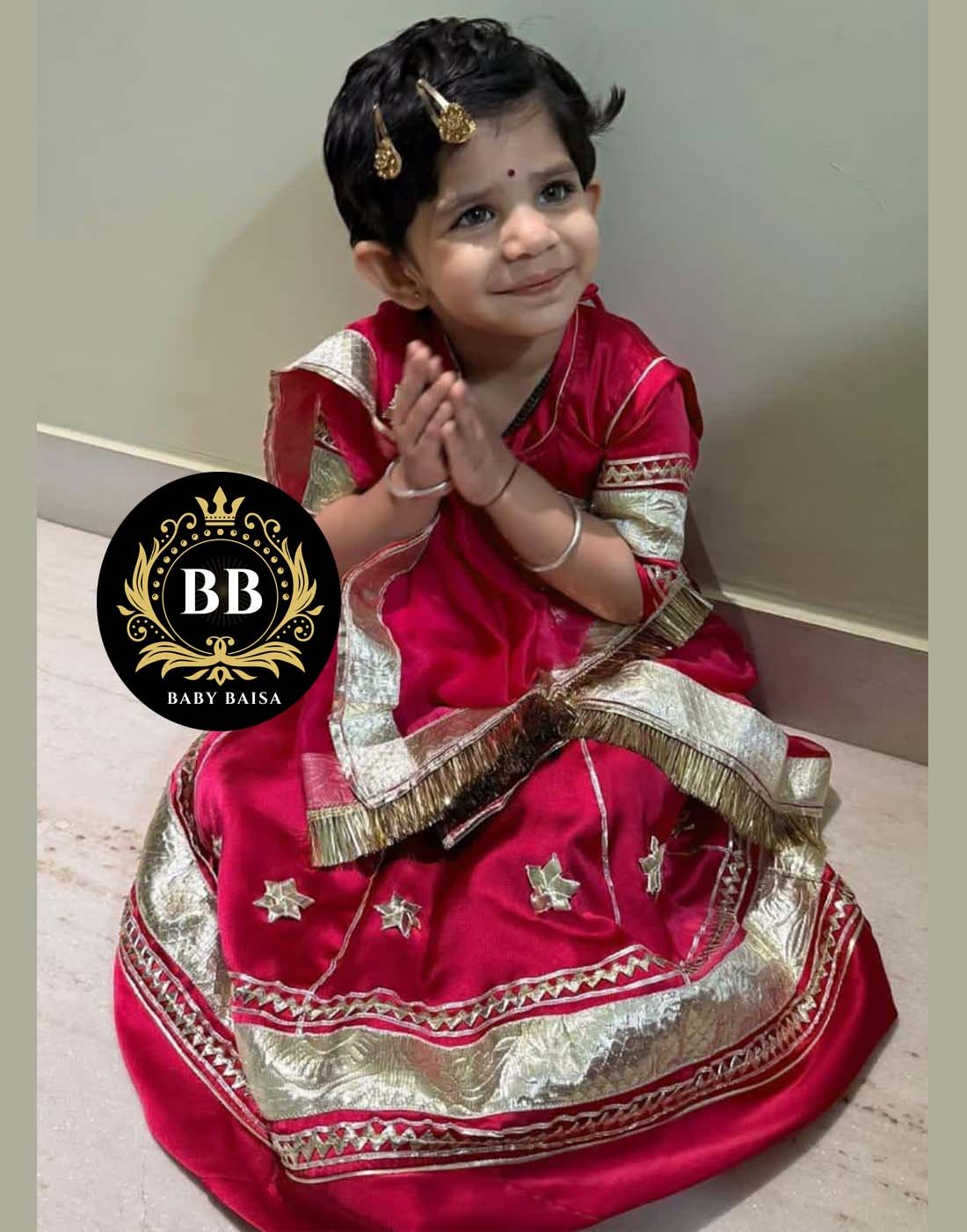Small Girl Poshak in Red Color at Baby Baisa