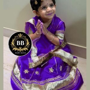 Small Girl Rajputi Poshak in Purple Color at Baby Baisa