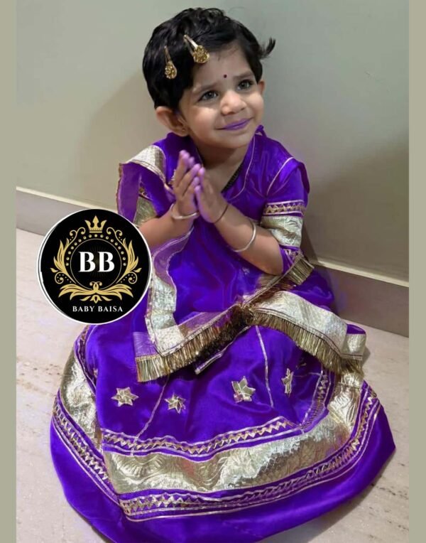 Small Girl Rajputi Poshak in Purple Color at Baby Baisa