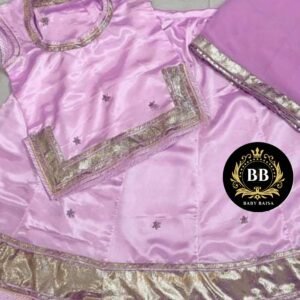 Light Lavender Baby Girl Poshak with Lace Work
