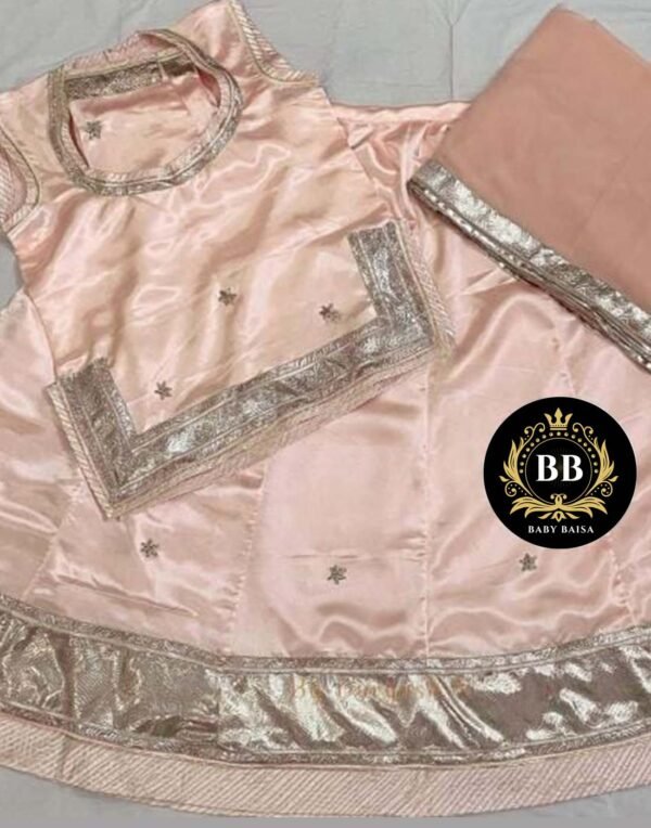 Light Peach Baby Girl Poshak with Lace Work Light Peach Baby Girl Poshak with Lace Work