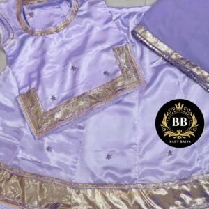 Light Blue Baby Girl Poshak with Lace Work