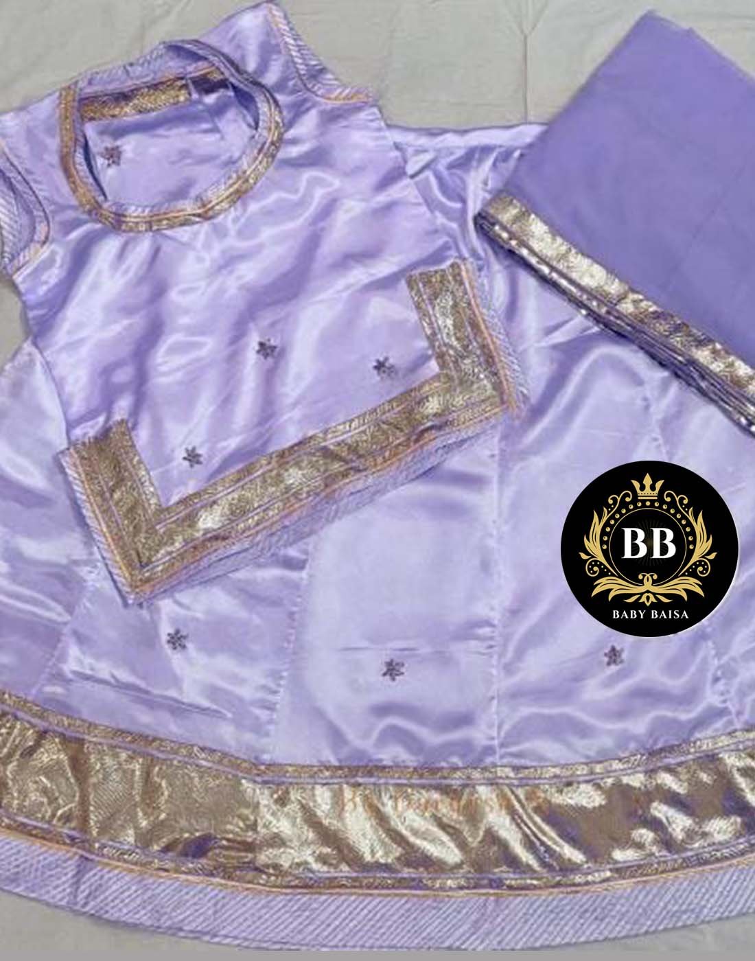 Light Blue Baby Girl Poshak with Lace Work