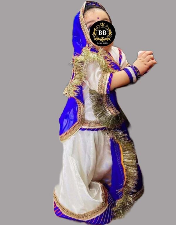 White and Blue Faag Poshak for Small Baisa White and Blue Faag Poshak for Small Baisa