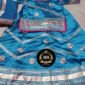 Chote Baisa Poshak in Peacock Blue Color with Pink Magji