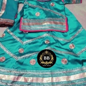 Chote Baisa Poshak in Firozi Blue Color with Pink Magji