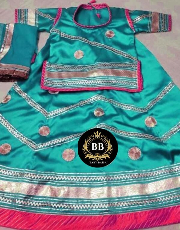 Chote Baisa Poshak in Firozi Blue Color with Pink Magji Chote Baisa Poshak in Firozi Blue Color with Pink Magji
