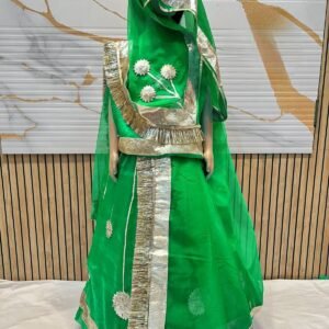 Rajputi Kids Poshak in Green Color with Gotapatti Work