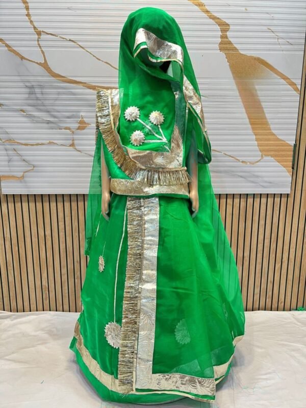 Rajputi Kids Poshak in Green Color with Gotapatti Work