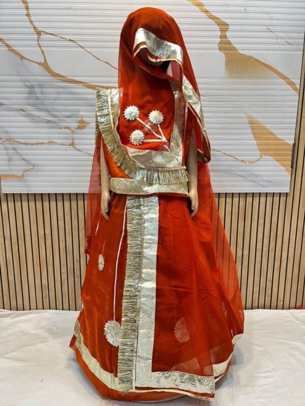 Kids Rajasthani Poshak in Gotapatati with Orange Color