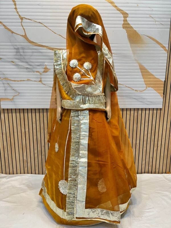 Rajputi Kids Poshak in Jalebi Color with Gotapatti Work