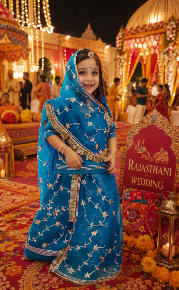 Bachcho ki Poshak Blue Color me Gota Work ke Sath