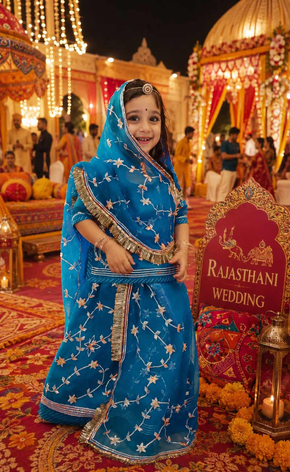 Bachcho ki Poshak Blue Color me Gota Work ke Sath