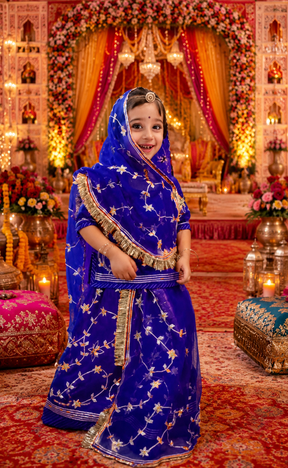 Bachcho ki Rajputi Poshak Color me Gota Work ke Sath