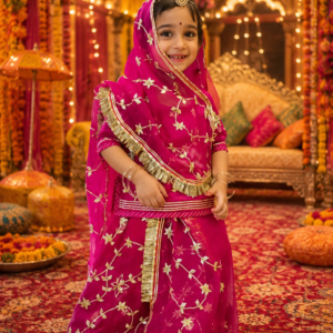 Bachcho ki Poshak Rani Color me Gota Work ke Sath