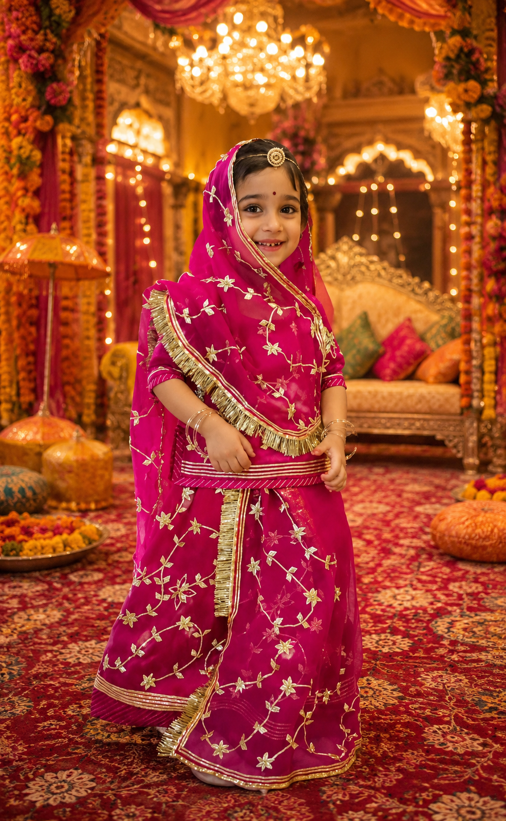Bachcho ki Poshak Rani Color me Gota Work ke Sath