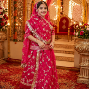 Bachcho ki Poshak Pink Color me Gota Work ke Sath